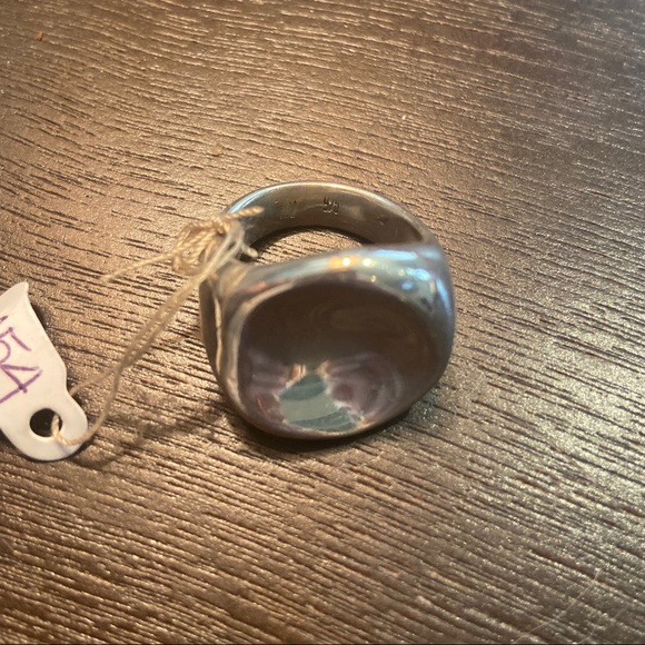 Large Abstract Unique Asymmetrical Statement 925 Sterling Silver Ring - Picture 4 of 8